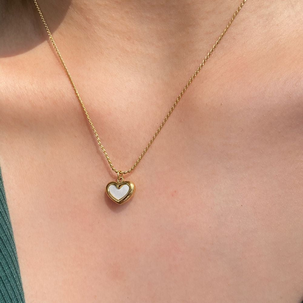 White Heart Necklace