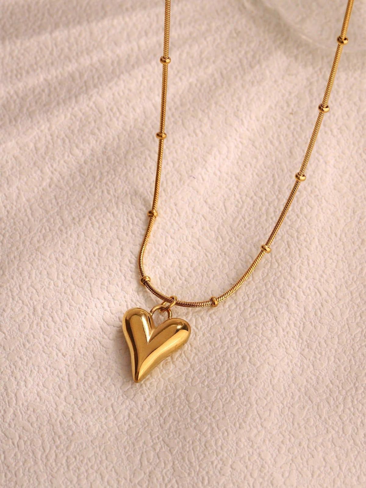 Gold Heart Pendant With Chain