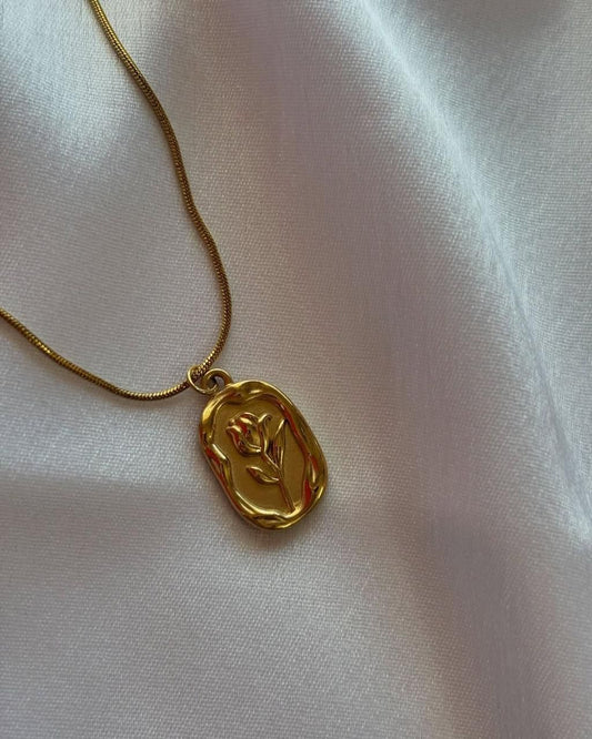 Gold Plated Rose Floral Pendant Chain