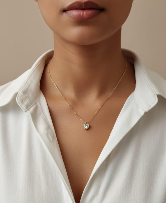 Vintage Crystal Heart Pendant Necklace